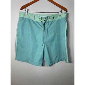 Hurley Men's Turquoise Velcro/Tie Waist Board Shorts